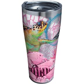 Tervis Guy Harvey Triple Walled Insulated Tumbler Travel Cup Keeps Drinks Cold & Hot, 30oz Legacy - Stainless Steel, Breast Cancer Awareness Turtles