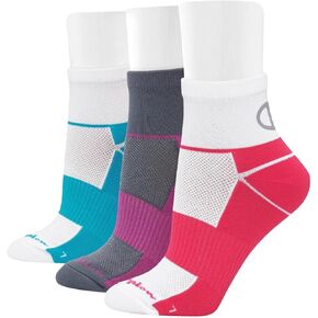 Champion Women's 3-Pack Sport Ankle Socks (Assorted White/Gray)