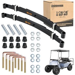 10L0L Heavy Duty 4 Leaf Rear Spring Kit for EZGO TXT Electric 1994-up & Gas 1994-2009 Golf Cart, Includes Bushings, Sleeves, U Bolts, OEM: 70506-G01 74135-G01 74207-G01 74207-G02 74207-G03