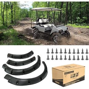 10L0L Golf Cart Front Rear Fender Flares for Club Car DS Golf Cart 1992-up with Factory Body Kit (Not fit Modified Golf Carts), 2pcs Front and 2pcs Rear Fend Flares