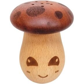 DSINEY Japanese Style Wooden Toothpick Holder, Cute Mushroom Toothpick Dispenser Box, Creative Wood Toothpick Container with Storage Function
