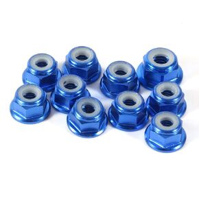 Hex Self Lock Nuts 10 PCS Nuts Flange Nuts M4 Nut CNC Aluminum Flanged Nylon Lock Nut Self Locking Metal Nuts Royal Blue