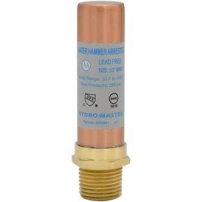 HYDRO MASTER Water Hammer Arrestor,Clean Brass,1/2"MNPT