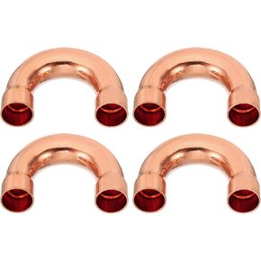 PATIKIL 1/2 Inch ID Copper Pipe Fittings, 6 Pcs 180 Degree Return Bend Copper Pipe Sweat Welding Solder Connection for HVAC Air Conditioning Hydraulic