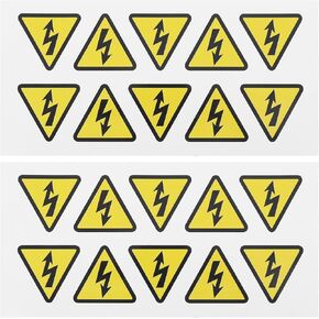20pcs Electrical Danger Hazard Warning Safety Sign Sticker Electrical Danger Triangular Stickers PVC Self Adhesive Vinyl Sticker