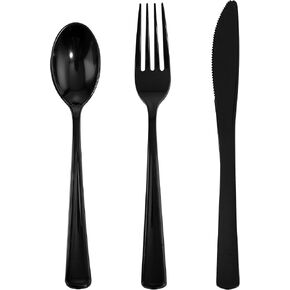 WDF 180 Pieces Disposable Plastic Gold Silverware Cutlery - Plastic Flatware Set 60 Forks, 60 Knives and 60 Spoons - Heavy Duty Gold Plastic Cutlery - Gold Utensils for Party, Wedding,Birthday