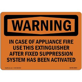 OSHA Waring Sign - in Case of Appliance Fire Use This | Vinyl Label Decal | Protect Your Business, Construction Site, Warehouse & Shop Area | Made in The USA