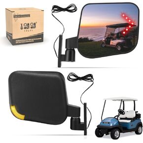 Golf Cart Side Mirrors with Turn Signal Light，Rear View Mirror for Club Car EZGO Yamaha Gas & Electric,Golf cart must be drilled and have turn signal headlights