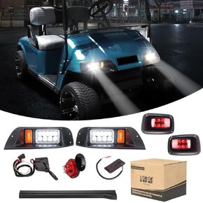 10L0L Golf Cart Light Kits(12V) for EZGO TXT (1996-2013), Headlight Taillight Kit with Turn Signals Switch Horn Brake Lights, Harness