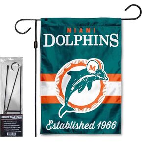 WinCraft Dolphins Retro Garden Flag and Stand Pole Holder Mount