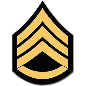US Army Rank SSG Staff Sergeant Chevron Shaped Sticker (SSI United States Logo Service Soldier ssgt (3 x 4 inch) U.S. Army Licensed