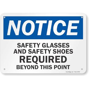 SmartSign "Notice - Safety Glasses And Safety Shoes Required" Sign | 7" x 10" Plastic