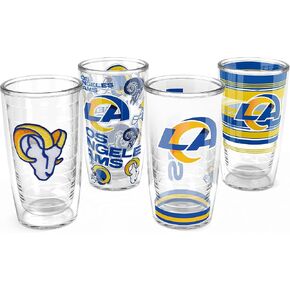 Tervis NFL Los Angeles Rams - Assorted Made in USA Double Walled Insulated Tumbler Travel Cup Keeps Drinks Cold & Hot, 16oz 4pk, Classic