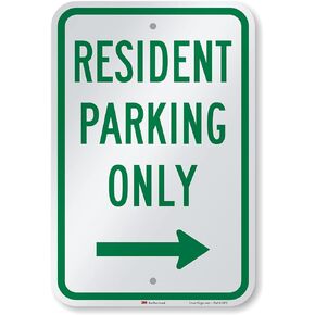 SmartSign - K-8430-B-DG-12x18 "Resident Parking Only" Sign with Bidirectional Arrow | 12" x 18" 3M Diamond Grade Reflective Aluminum 3M Engineer Grade Reflective - Bidirectional Arrow