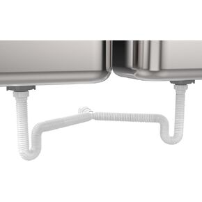Double Kitchen Sink P-Trap | Expandable & Flexible 1-½" with 2 Female Threaded Nut