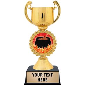 Crown Awards Personalized Chili Pot Trophy, 7.25" Gold Cup Flaming Hot Chili Pot Trophies with Free Custom Engraving Prime