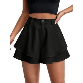 Floerns Women's Casual Layered Hem Skorts Wide Leg Workout Skirt Shorts