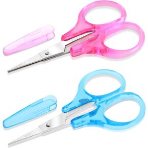 2 Pcs Small Scissors All Purpose Precision Stainless Steel Detail Scissors with Protective Cover Mini Sharp Craft Scissors Straight Fine Tips Sewing Scissors for Embroidery Knitting Paper Cutting