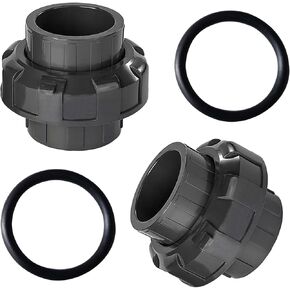 2Pcs PVC Union Pipe Fitting, 2 inch PVC Slip Union Coupling Adapter, PVC Union Coupling Fittings Set with Slip Socket Port Connection, PVC Union for Swimming Pools and Outdoor Plumbing Application