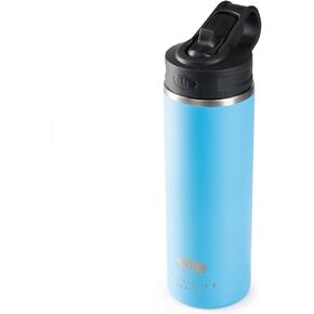 GSI Outdoors, Microlite Water Bottle with Straw Lid, Vacuum-Insulated Stainless Steel, for Camping, 24 oz. Sapphire