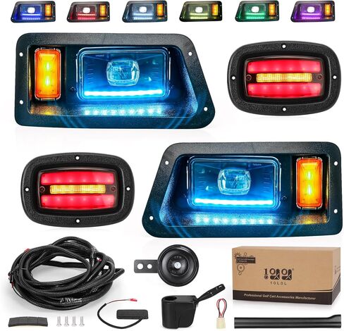 10L0L 2023 مجموعة إضاءة عربة الجولف الجديدة المطورة من أجل Yamaha G14 G16 G19 G22، المصباح الخلفي مع مفتاح إشارة الانعطاف، القرن، شعاع منخفض عالي، ضوء الوامض والفرامل، مصباح الجري النهاري in Saudi Arabia