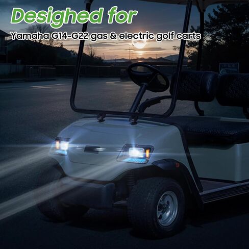 10L0L 2023 مجموعة إضاءة عربة الجولف الجديدة المطورة من أجل Yamaha G14 G16 G19 G22، المصباح الخلفي مع مفتاح إشارة الانعطاف، القرن، شعاع منخفض عالي، ضوء الوامض والفرامل، مصباح الجري النهاري in Saudi Arabia