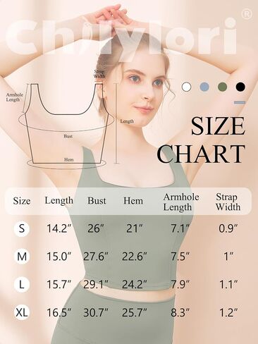 Chilylori Square Neck Sports Bra Padded Sports Bras for Women Medium Support Workout Tops for Women Long Line Sports Bra Tank in Saudi Arabia