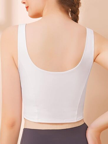 Chilylori Square Neck Sports Bra Padded Sports Bras for Women Medium Support Workout Tops for Women Long Line Sports Bra Tank in Saudi Arabia