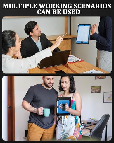 حافظة لجهاز iPad الجيل التاسع 2021/ iPad الجيل الثامن 2020/ iPad الجيل السابع 2019 (حافظة iPad 10.2)، مع حزام يد، حزام كتف، حامل دوار 360 درجة - أرجواني + بيج in Saudi Arabia