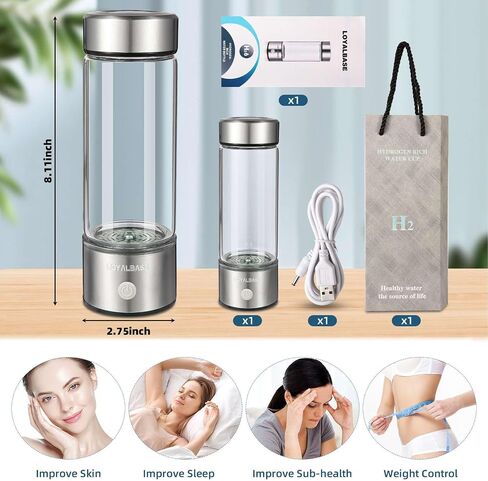 Hydrogen Water Bottle - Aqua Fusion,Hydrogen Water Generator,1800PPB,Hydrohealth Hydrogen Water Bottle,SPE PEM,Hydrogen Water Bottle Generator,Water Filter Pitcher,Glass Water Ionizer for Gifting in Saudi Arabia