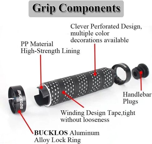 Bucklos Handlebar Grips,Single&Double Lock on Bicycle Handlebar,Non-Slip Rubber Replacement Bike Grips in Saudi Arabia