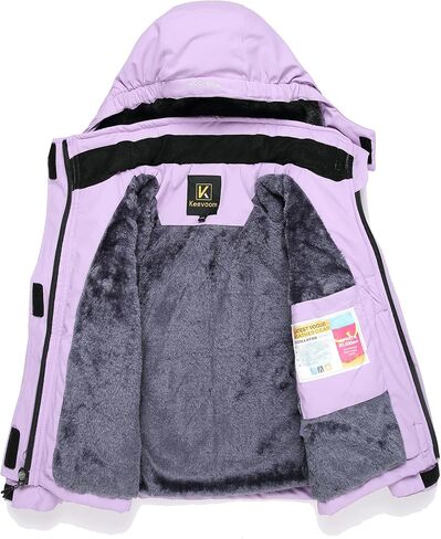 Keevoom Girl's Ski Jacket Winter Warm Thick Snow Coat Windproof Kids Outdoor Hooded Jackets in Kuwait