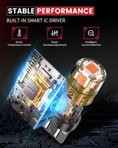 LASFIT L2 7440 7443 LED Bulbs Red Brake Light Bulb Tail Lights, 2024 Upgraded 500% Brighter T20 7441 7444 W21W LED Lamps with Projector Lens Replacement for Tail lights Stop Lights, 2pcs in Kuwait