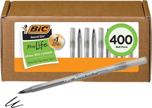 BIC Round Stic Xtra Life Ball Pen, Medium Point (1.0mm), Assorted Colors, 240-Count in Saudi Arabia