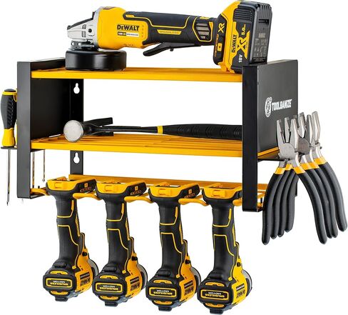 Toolganize Power Tool Organizer Wall Mount - Cordless Tool Storage - No Stress No Clutter - Power Tool Rack - Drill Storage for Shed & Garage Organization Pegboard Accessories Holder - Utility - Red in Saudi Arabia