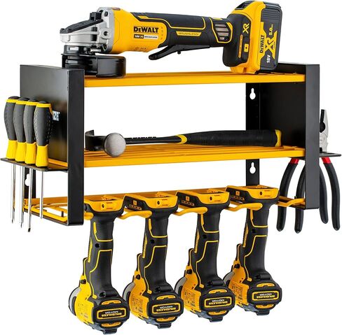 Toolganize Power Tool Organizer Wall Mount - Cordless Tool Storage - No Stress No Clutter - Power Tool Rack - Drill Storage for Shed & Garage Organization Pegboard Accessories Holder - Utility - Red in Saudi Arabia