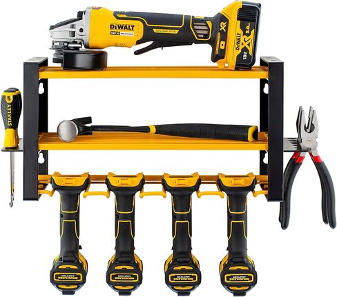 Toolganize Power Tool Organizer Wall Mount - Cordless Tool Storage - No Stress No Clutter - Power Tool Rack - Drill Storage for Shed & Garage Organization Pegboard Accessories Holder - Utility - Red in Saudi Arabia
