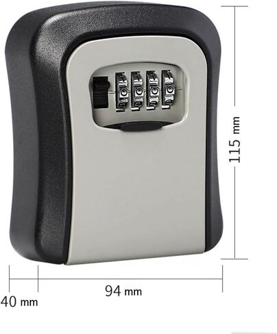 for Indoor Outdoor (BlackSilver) 4 Digit Combination Lock Box, Key Safe Box with Shackle, Weatherproof Key Storage Lock Box, 5 Keys Capacity in Saudi Arabia