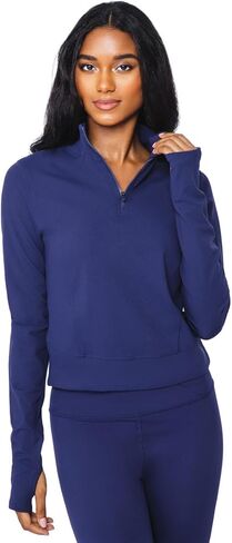 سترة نسائية من 90 ديجري باي ريفلكس بنصف سحاب من الكربون المتداخل، أزرق داكن/XL، مقاس X-Large in Kuwait