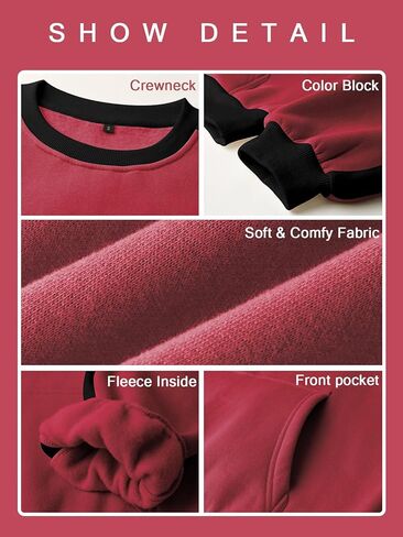 Sureple المرأة بلوزات الصوف كتلة اللون مضلع Crewneck كم طويل البلوز القمم ملابس الخريف الشتاء مع جيوب in Kuwait