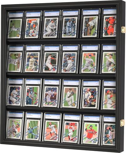 DisplayGifts Pro UV 24 Graded Sports Card Display Case for Football Baseball Basketball Hockey Comic Trading Cards (Black Finish) in Saudi Arabia