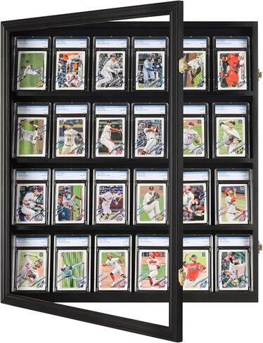DisplayGifts Pro UV 24 Graded Sports Card Display Case for Football Baseball Basketball Hockey Comic Trading Cards (Black Finish) in Saudi Arabia