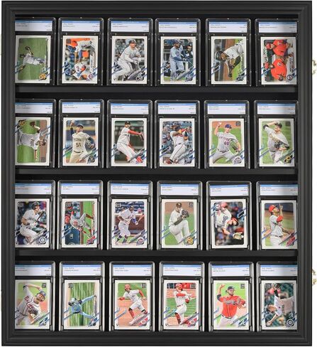 DisplayGifts Pro UV 24 Graded Sports Card Display Case for Football Baseball Basketball Hockey Comic Trading Cards (Black Finish) in Saudi Arabia