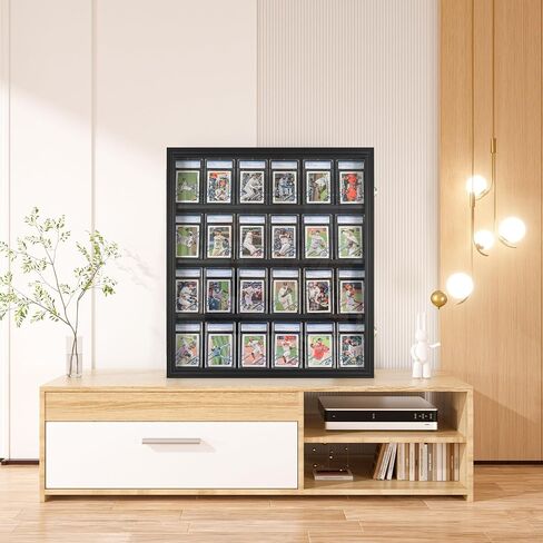 DisplayGifts Pro UV 24 Graded Sports Card Display Case for Football Baseball Basketball Hockey Comic Trading Cards (Black Finish) in Saudi Arabia