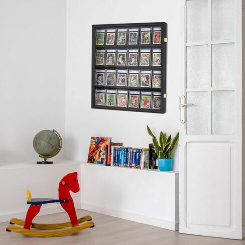 DisplayGifts Pro UV 24 Graded Sports Card Display Case for Football Baseball Basketball Hockey Comic Trading Cards (Black Finish) in Saudi Arabia