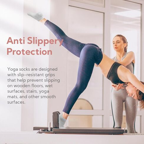 Pilates Socks with Grips for Women 4 Pairs Non-Slip Yoga Socks for Barre, Dance, and Workout Athletic Fitness Socks in Saudi Arabia