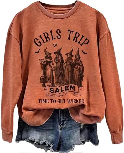 Girls Trip Salem Sweatshirt for Women Witches Vintage Salem Witch Shirts Time To Get Wicked Pullover in Saudi Arabia