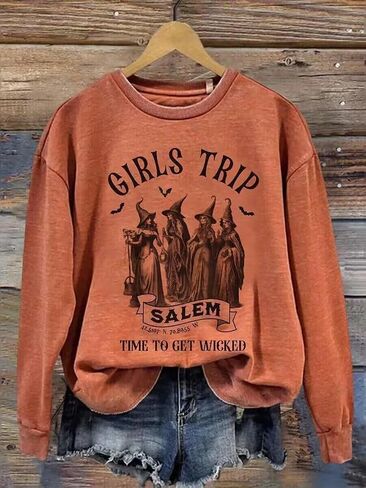 Girls Trip Salem Sweatshirt for Women Witches Vintage Salem Witch Shirts Time To Get Wicked Pullover in Saudi Arabia