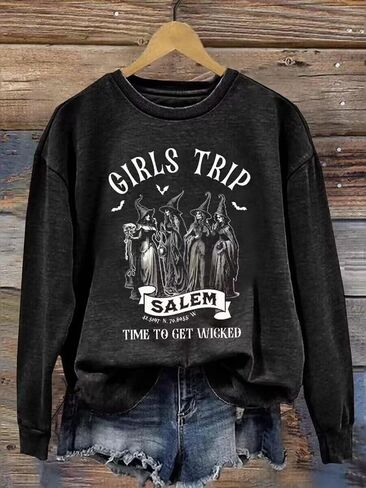 Girls Trip Salem Sweatshirt for Women Witches Vintage Salem Witch Shirts Time To Get Wicked Pullover in Saudi Arabia