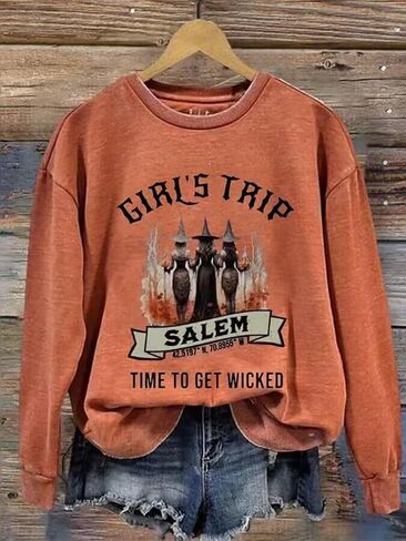 Girls Trip Salem Sweatshirt for Women Witches Vintage Salem Witch Shirts Time To Get Wicked Pullover in Saudi Arabia